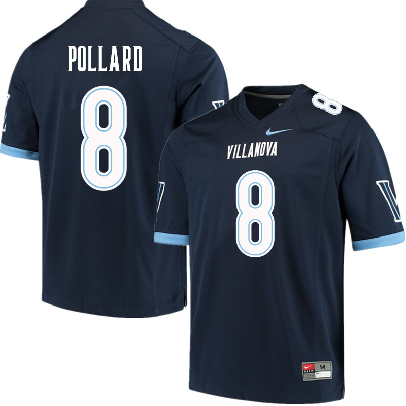 Men #8 D'Andre Pollard Villanova Wildcats College Football Jerseys Sale-Navy